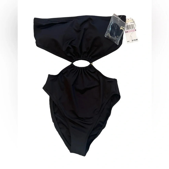 Michael Kors new with tags black monokini one piece with gold ring so flattering - Picture 2 of 5